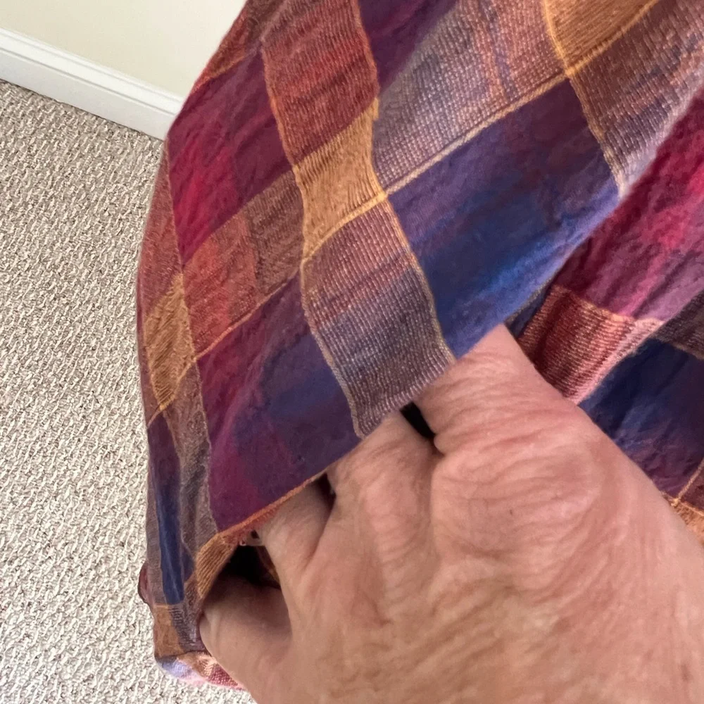 NATURAL LIFE Plaid Midi Dress XL Oversized Cotton - Picture 4 of 9